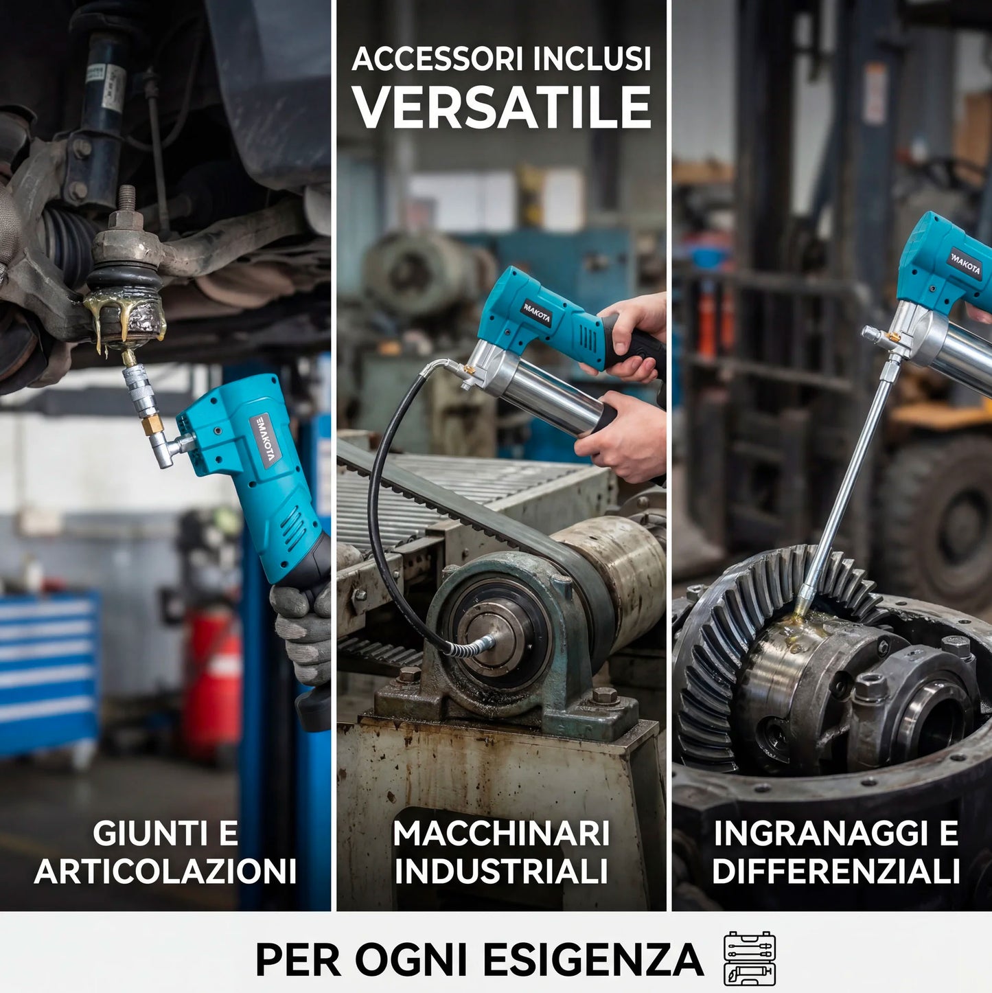 Ingrassatore Elettrico a Batteria Ricaricabile Senza Fili ad Alta Pressione 7000 PSI con 2 Batterie e Accessori