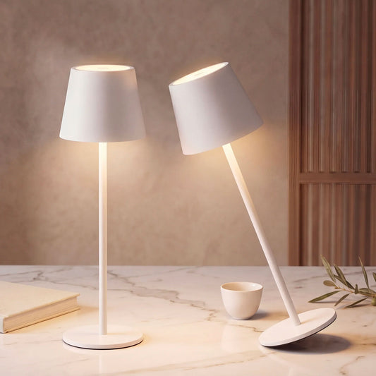 Kit 2 Lampade da Tavolo Senza Fili Ricaricabili Bianche, LED Dimmerabili 3 Tonalità 3000K-6500K, Touch Control, Impermeabili IP54, Lampade Senza Fili Moderne per Interno ed Esterno