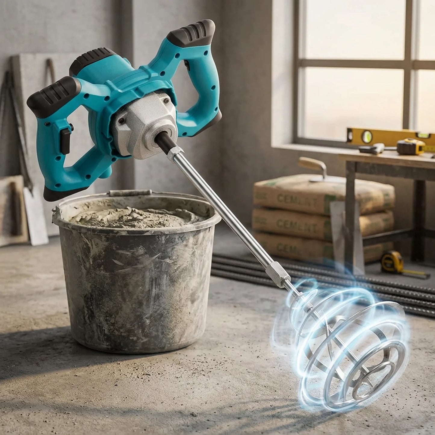 Miscelatore Cemento Professionale 1860W 6 Velocità Agitatore Industriale M14 per Malta Colla Vernici Intonaco Impastatore Elettrico Edilizia 2 Anni Garanzia