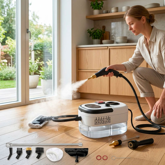 Pulitore a Vapore 2500W Alta Pressione con 6 Livelli Regolabili – Serbatoio XL 1200ml e Kit Accessori Multifunzione per Pulizia Casa, Cucina, Bagno, Divani e Auto