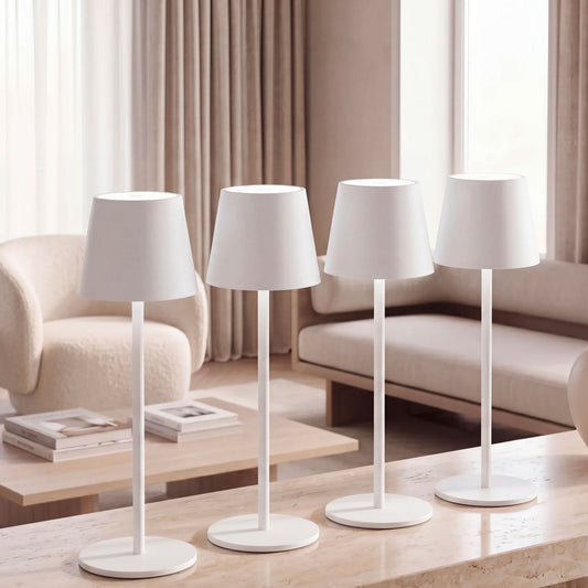 Kit 4 Lampade da Tavolo Senza Fili Ricaricabili LED Dimmerabili, 3 Tonalità di Luce 3000K-6500K, Touch Control, Impermeabili IP54, Lampade da Tavolo Senza Fili per Interno ed Esterno, Design Moderno