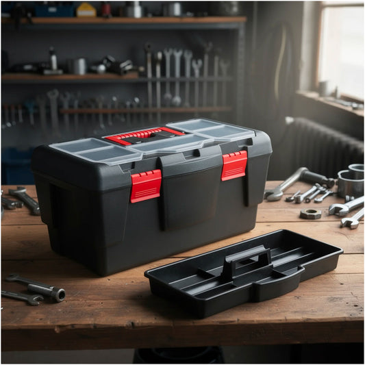 Valigetta Attrezzi Professionale 48 cm con Organizer Minuteria, Vassoio Rimovibile e Chiusure di Sicurezza