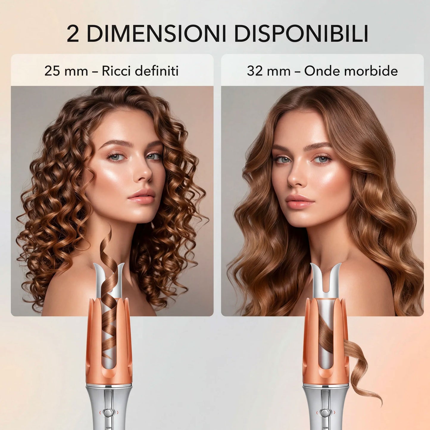 Arricciacapelli Automatico Professionale con Rotazione Intelligente – Ricci Perfetti in Pochi Secondi, 3 Temperature, Tecnologia in Ceramica, Anti-Scottatura