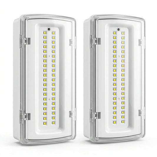 Set 2 Lampade di Emergenza LED Autonome 4W con Batteria Litio 18650 Ricaricabile – Luci di Sicurezza IP40 da Parete per Casa Ufficio Garage