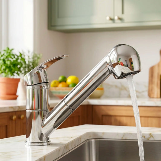 Rubinetto Cucina con Doccetta Estraibile 360° Cromato Miscelatore Monocomando Lavello con Doppio Getto e Acqua Calda Fredda