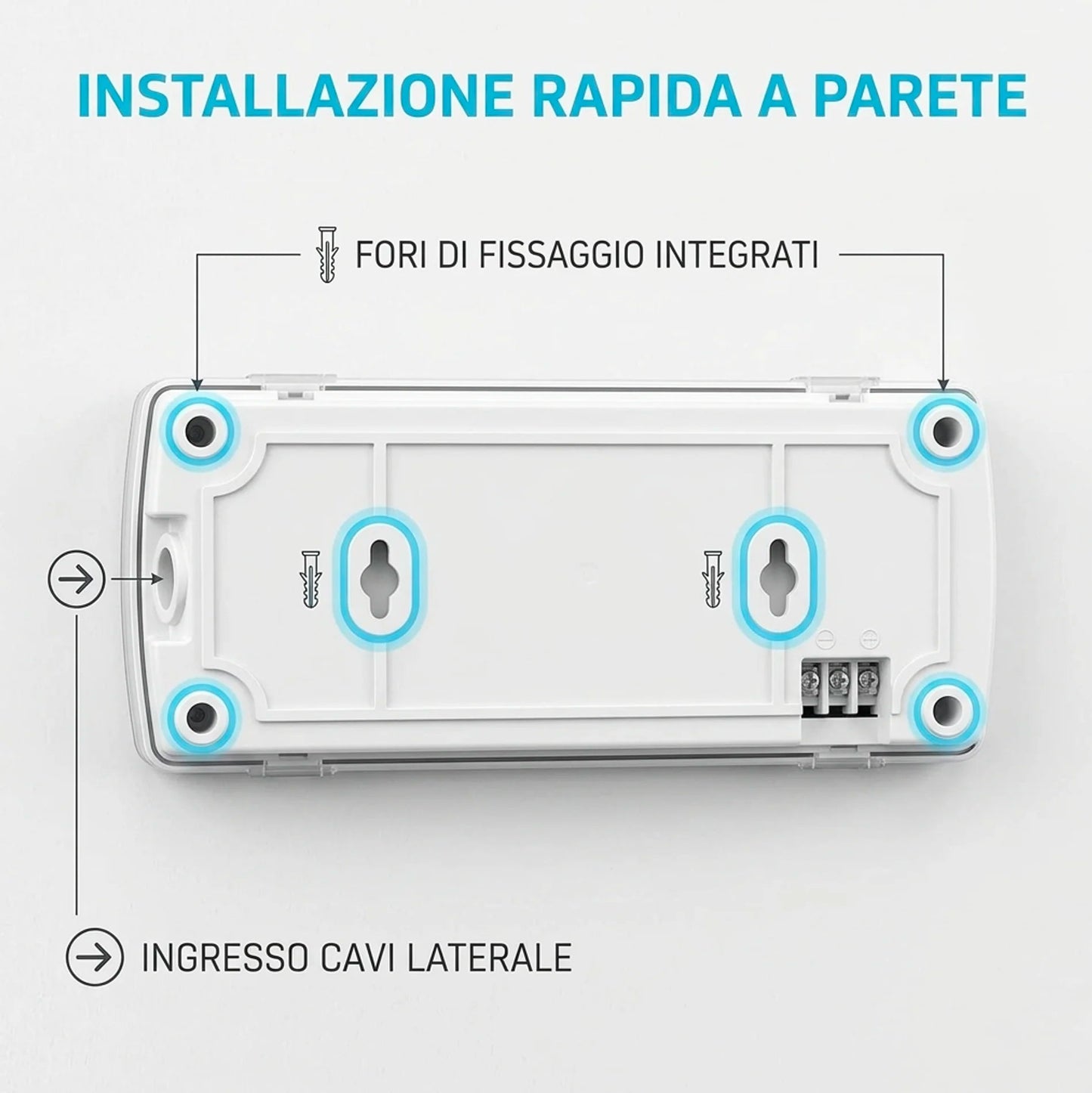 Set 2 Lampade di Emergenza LED Autonome 4W con Batteria Litio 18650 Ricaricabile – Luci di Sicurezza IP40 da Parete per Casa Ufficio Garage