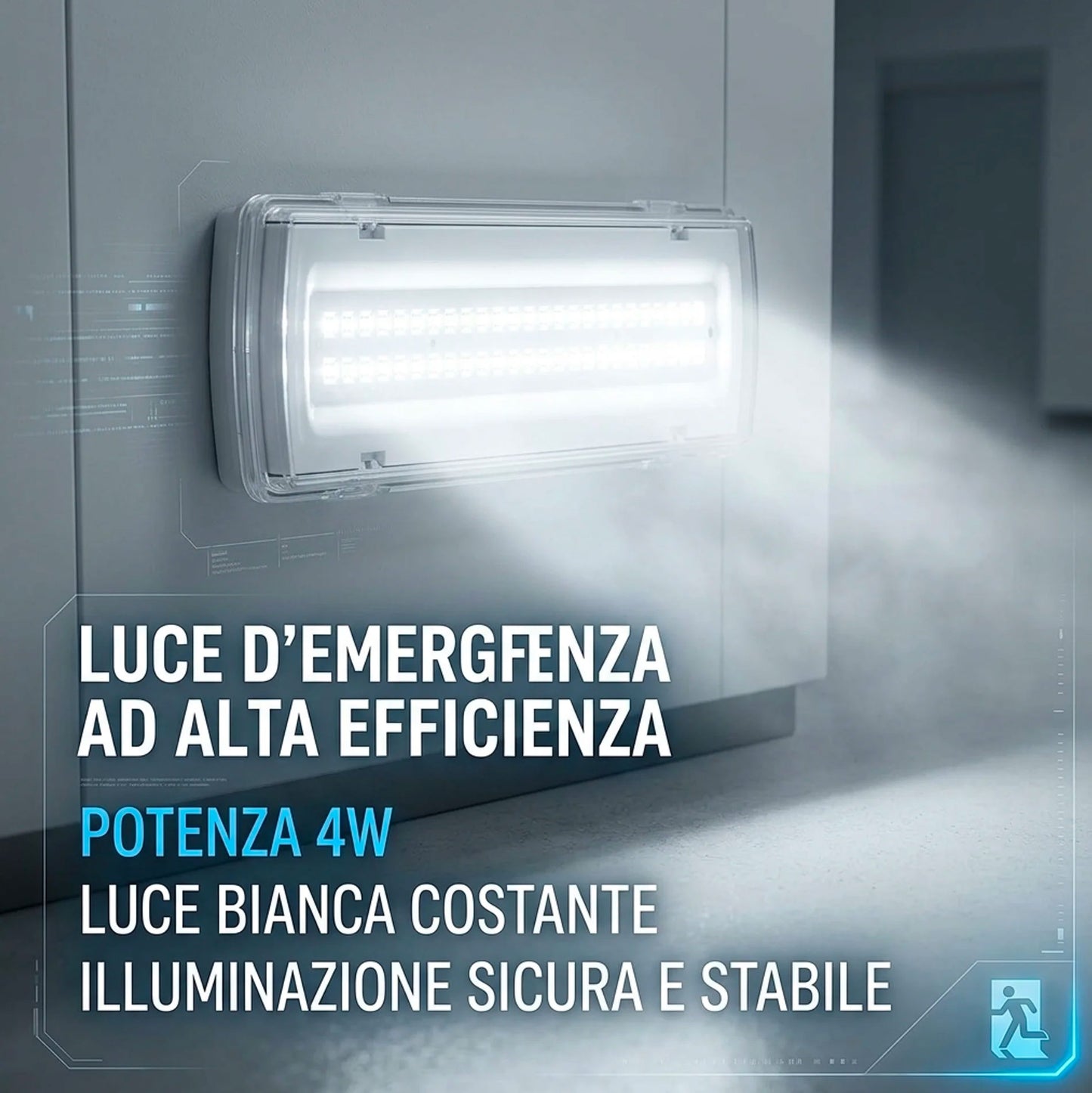 Set 2 Lampade di Emergenza LED Autonome 4W con Batteria Litio 18650 Ricaricabile – Luci di Sicurezza IP40 da Parete per Casa Ufficio Garage
