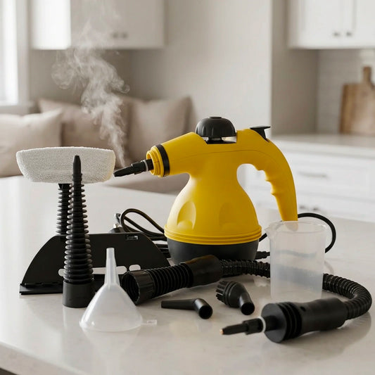 Pulitore a Vapore Portatile 1000W Alta Pressione con Accessori – Pulitore a Vapore Multifunzione per Casa, Cucina, Bagno, Divani, Vetri e Auto