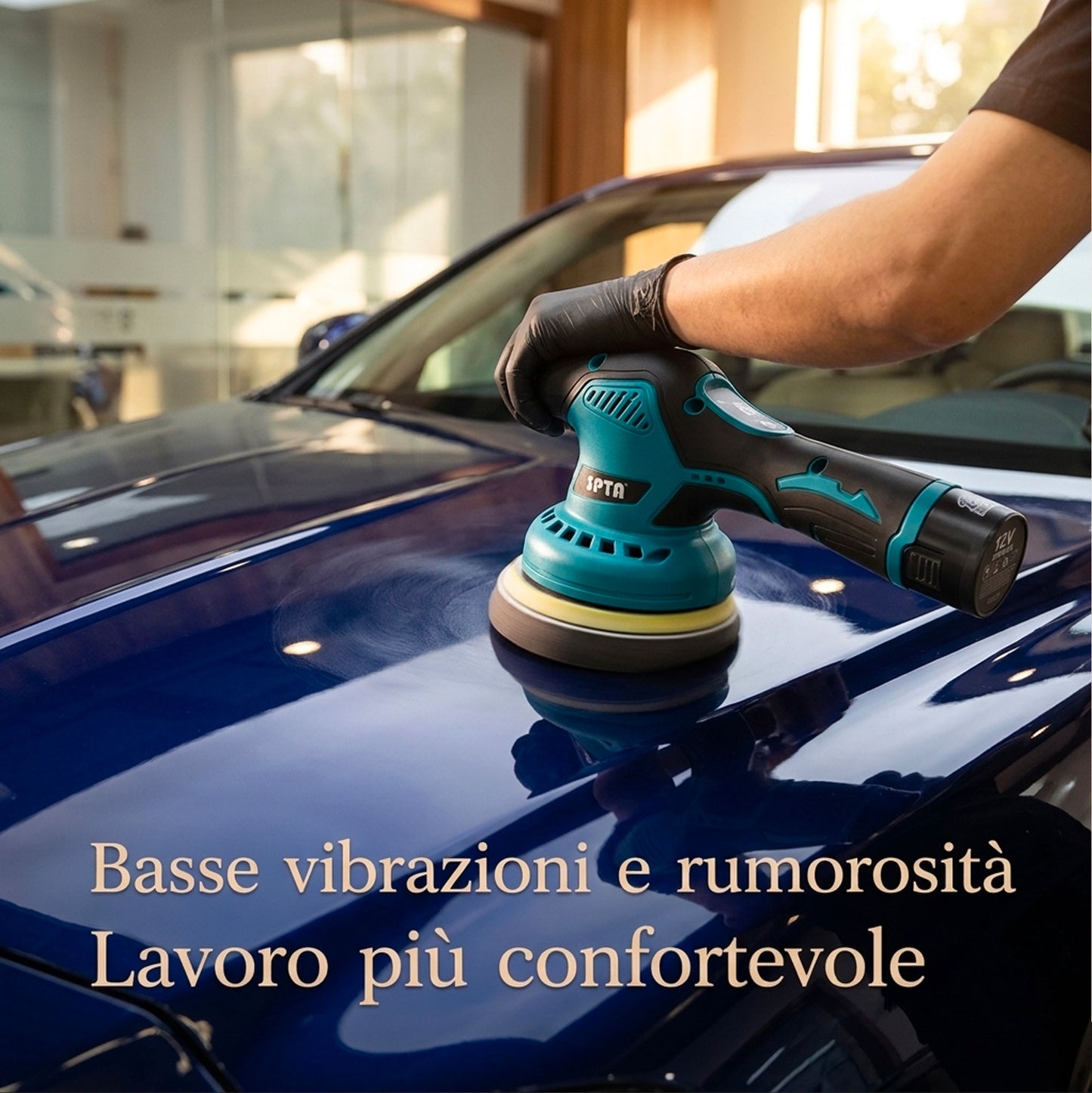 Lucidatrice Auto Senza Filo con 2 Batterie 8 Velocità | Levigatrice Rotorbitale 125mm Professionale per Carrozzeria Legno Metallo