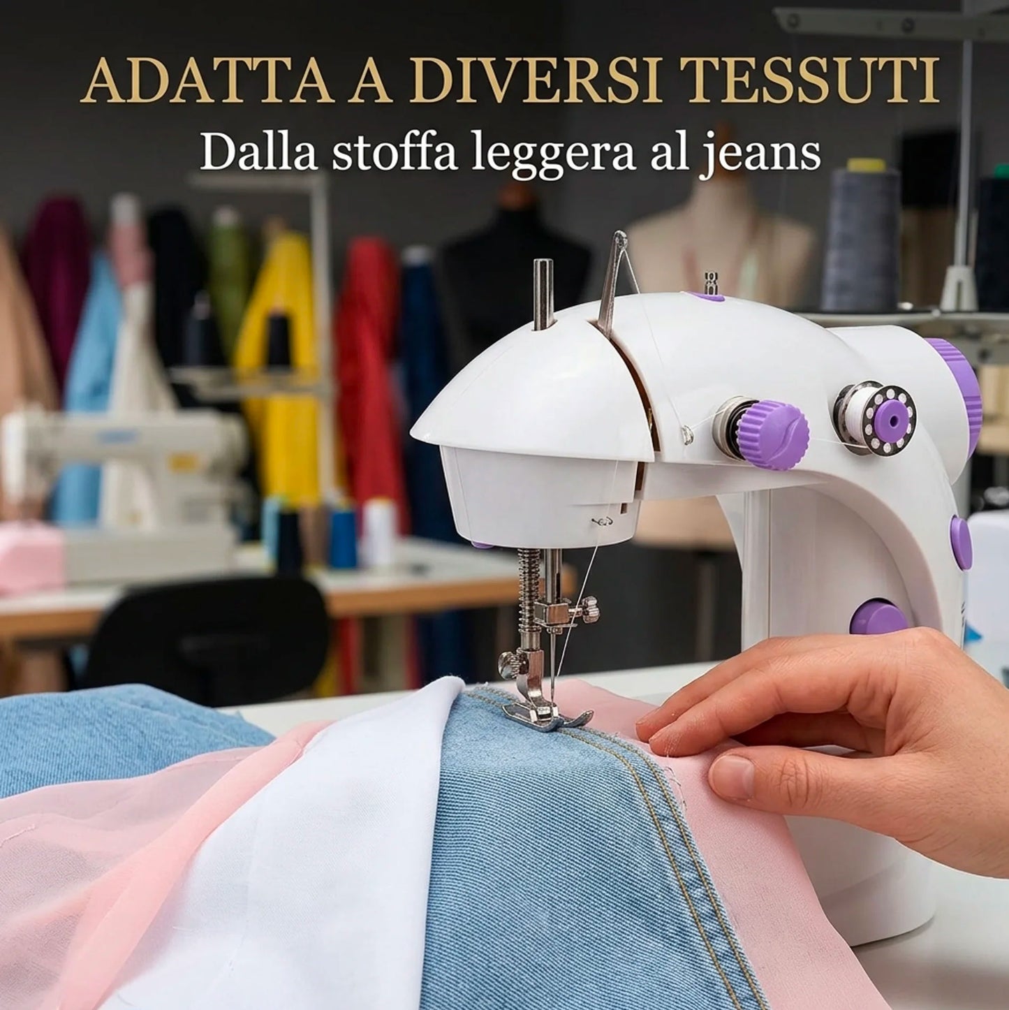Macchina da Cucire Portatile Mini Elettrica con Pedale e Accessori – Cucitrice Compatta per Casa, Principianti e Riparazioni Veloci