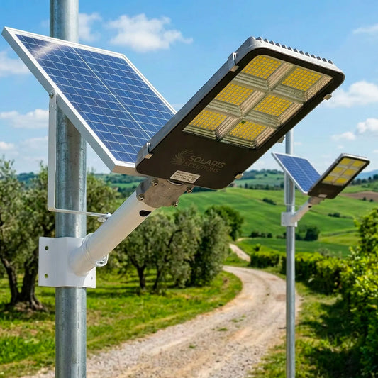 Set 2 Lampioni Solari LED 400W 6500K IP65 con Pannello Solare Separato e Staffa – Illuminazione Esterno Impermeabile con Telecomando
