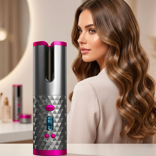 Arricciacapelli Automatico Professionale con Display Digitale Curling Automatico per Onde e Ricci Perfetti Piastra Arricciacapelli Facile e Veloce