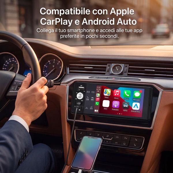 Autoradio Touch 5,5" Bluetooth con Display HD | Radio FM, Vivavoce, USB, AUX, TF, Telecomando, Supporto Telecamera Posteriore, Autoradio Universale Auto