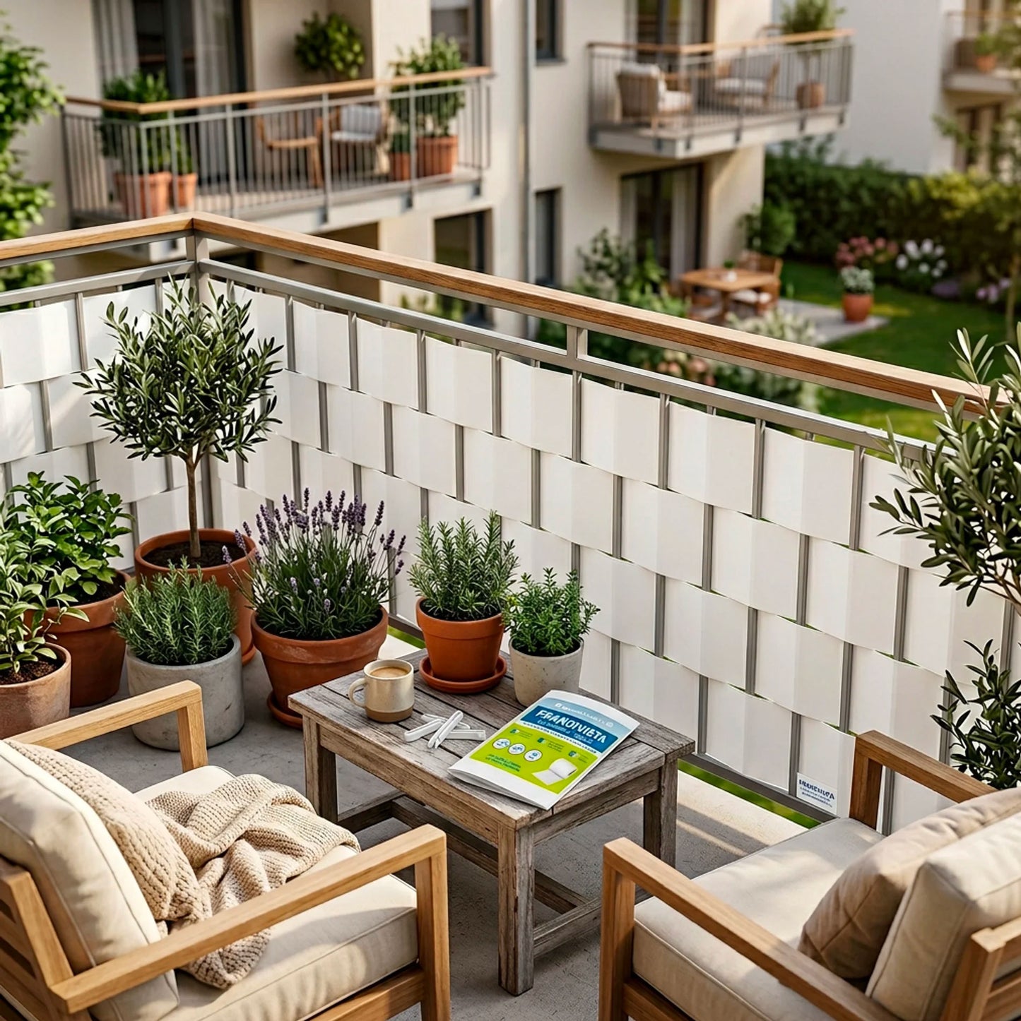 Frangivista Balcone PVC Bianco 19x35m – Strisce Frangivista per Ringhiere e Terrazzi