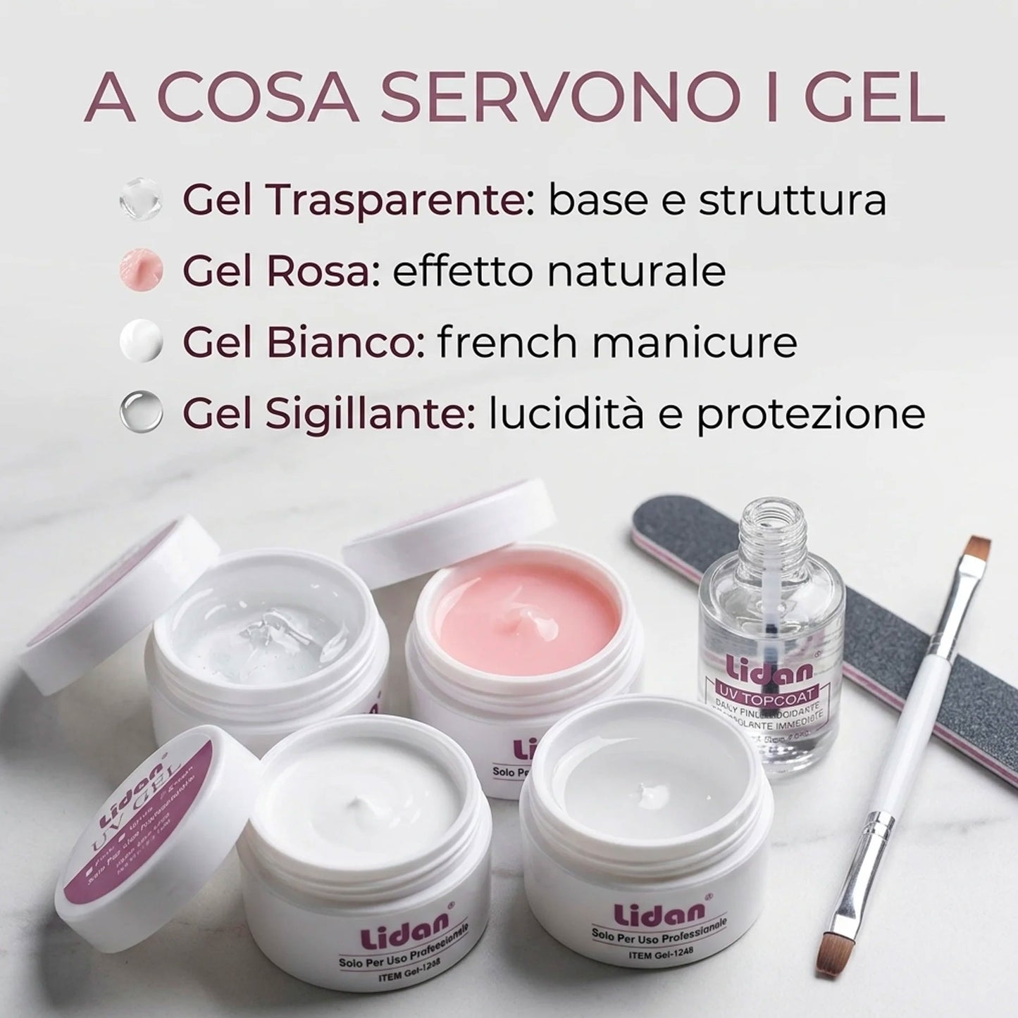 Kit Gel Unghie Completo Ricostruzione Unghie UV Set Professionale con Gel Trasparente Rosa Bianco Sigillante Accessori Nail Art Fai da Te