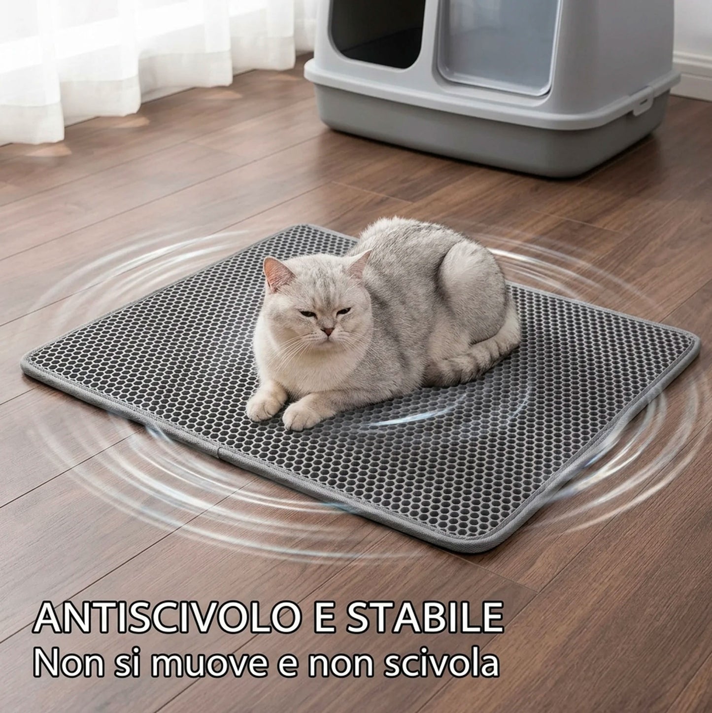 Tappetino Lettiera Gatto 45x60 cm Doppio Strato EVA – Tappeto Raccogli Sabbia Impermeabile Antiscivolo per Gatti