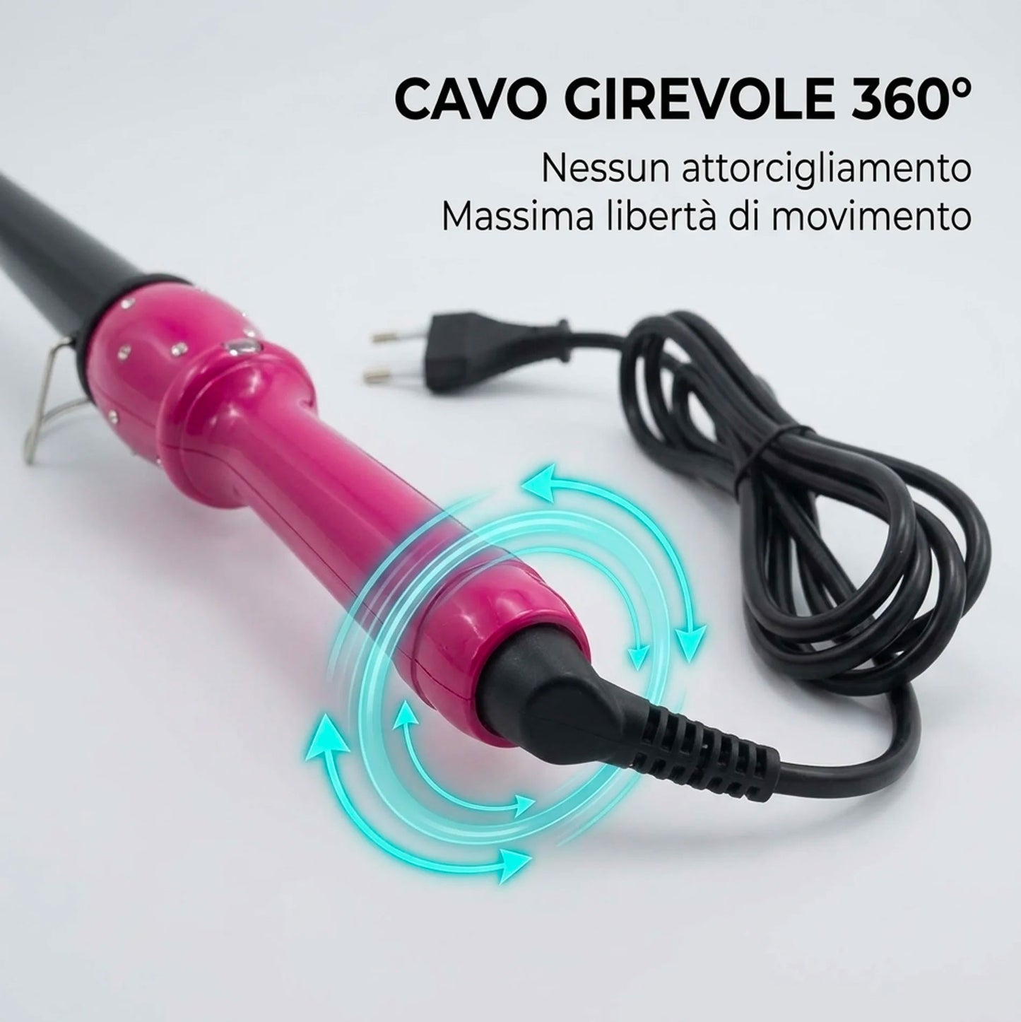 Ferro Arricciacapelli Conico Professionale 210°C – Arricciatore Capelli Rapido, Ricci Perfetti e Voluminosi, Piastra Conica Styling Professionale, Cavo Girevole 360°