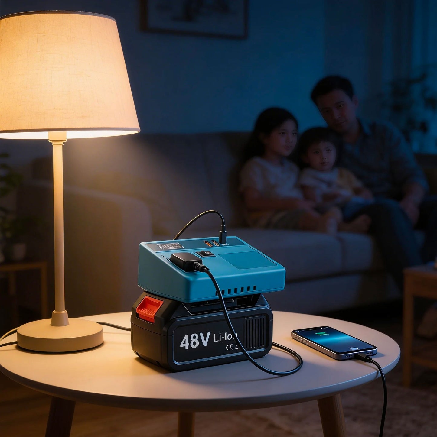 Inverter Portatile con Batteria 48V Li-Ion Inclusa Presa Universale AC USB Display Digitale Generatore Corrente Portatile per Campeggio Emergenza Casa Off-Grid