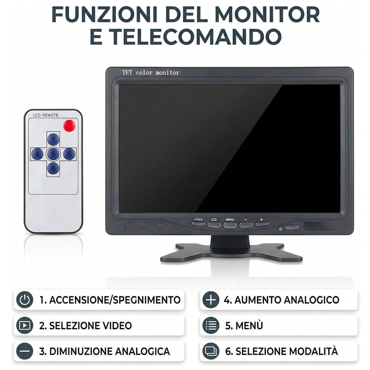 Kit Videosorveglianza Completo 7” con Telecamera IR e Cavo 20m Plug & Play
