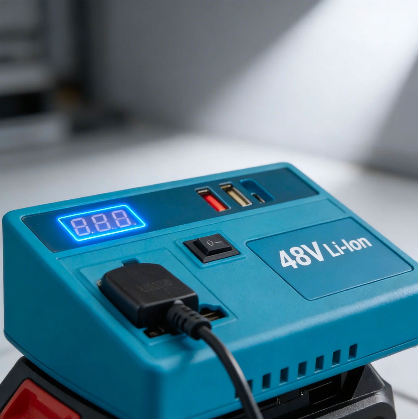 Inverter Portatile con Batteria 48V Li-Ion Inclusa Presa Universale AC USB Display Digitale Generatore Corrente Portatile per Campeggio Emergenza Casa Off-Grid