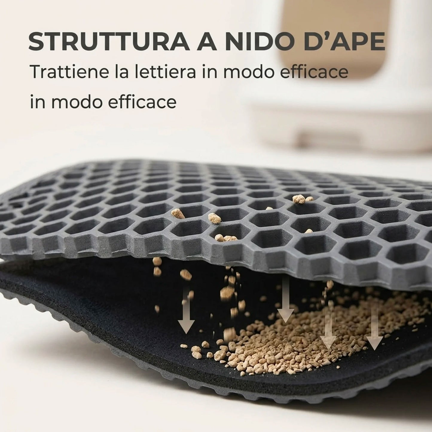 Tappetino Lettiera Gatto 45x60 cm Doppio Strato EVA – Tappeto Raccogli Sabbia Impermeabile Antiscivolo per Gatti