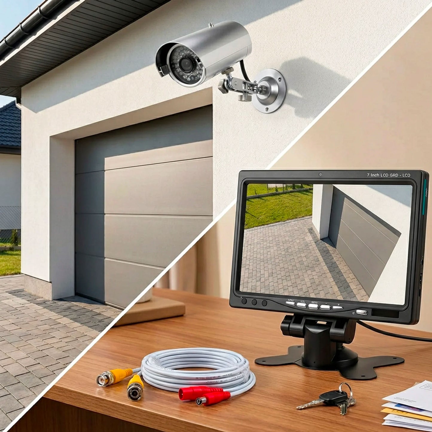 Kit Videosorveglianza Completo 7” con Telecamera IR e Cavo 20m Plug & Play