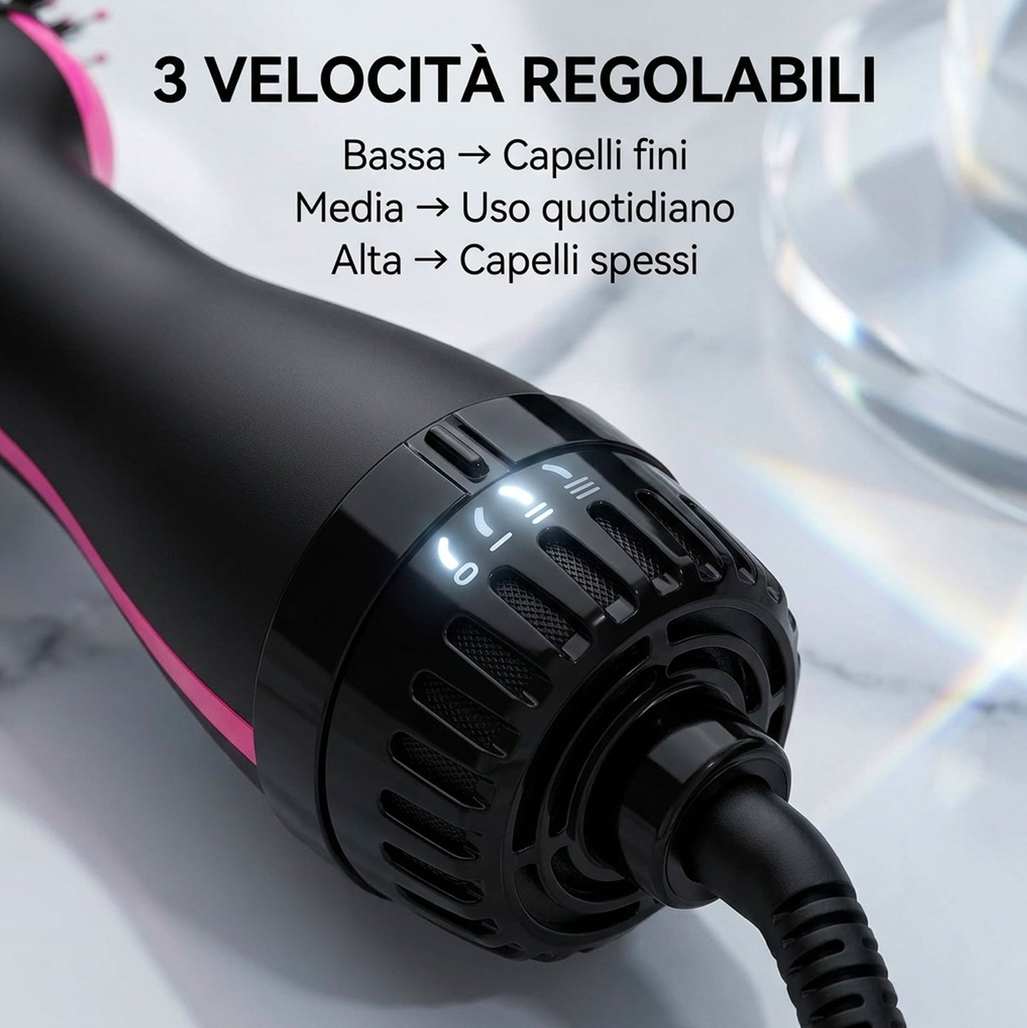 Spazzola Asciugacapelli Volumizzante 1000W Multifunzione 5 in 1 | Piastra Spazzola Elettrica Arricciacapelli Lisciante Professionale con 3 Velocità