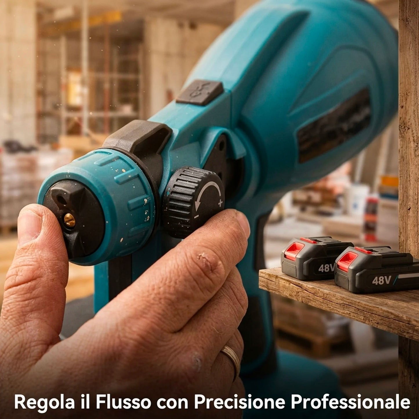 Verniciatrice Elettrica Wireless 48V 550W Professionale con Doppia Batteria – Pistola a Spruzzo per Vernice, Smalti e Protettivi con Serbatoio 800ml e Ugelli Intercambiabili