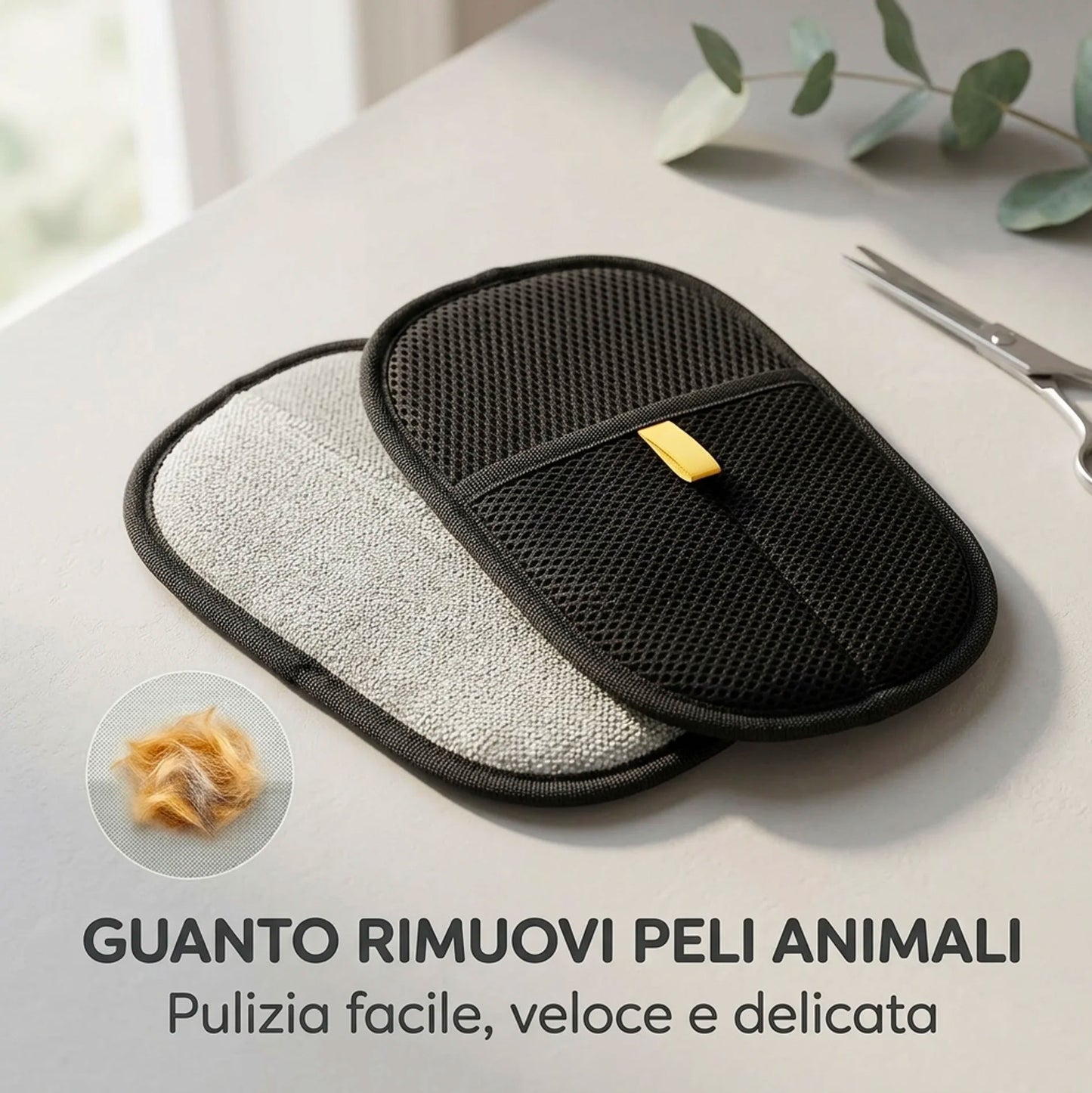 Guanto Rimuovi Peli Animali per Divani, Vestiti e Tappeti – Leva Peli Cane e Gatto Riutilizzabile Anti Crespo Tessuti