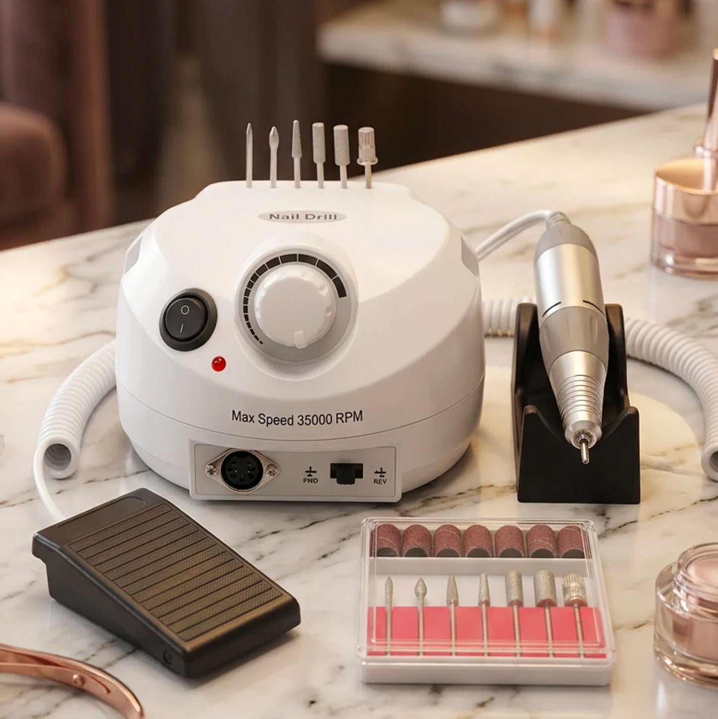 Fresa Unghie Professionale 35000 Giri Nail Drill per Manicure e Pedicure Lima Elettrica per Gel Acrilico Semipermanente con Punte Professionali