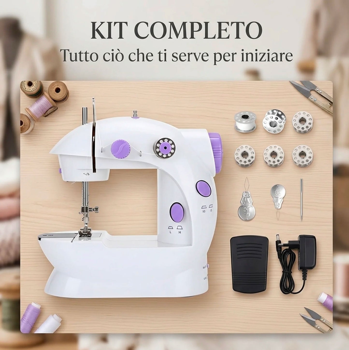 Macchina da Cucire Portatile Mini Elettrica con Pedale e Accessori – Cucitrice Compatta per Casa, Principianti e Riparazioni Veloci