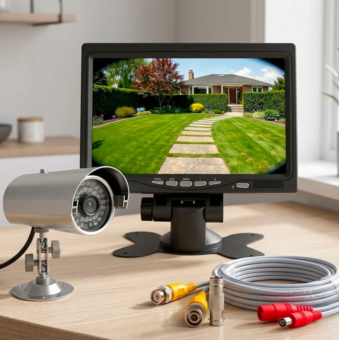 Kit Videosorveglianza Completo 7” con Telecamera IR e Cavo 20m Plug & Play