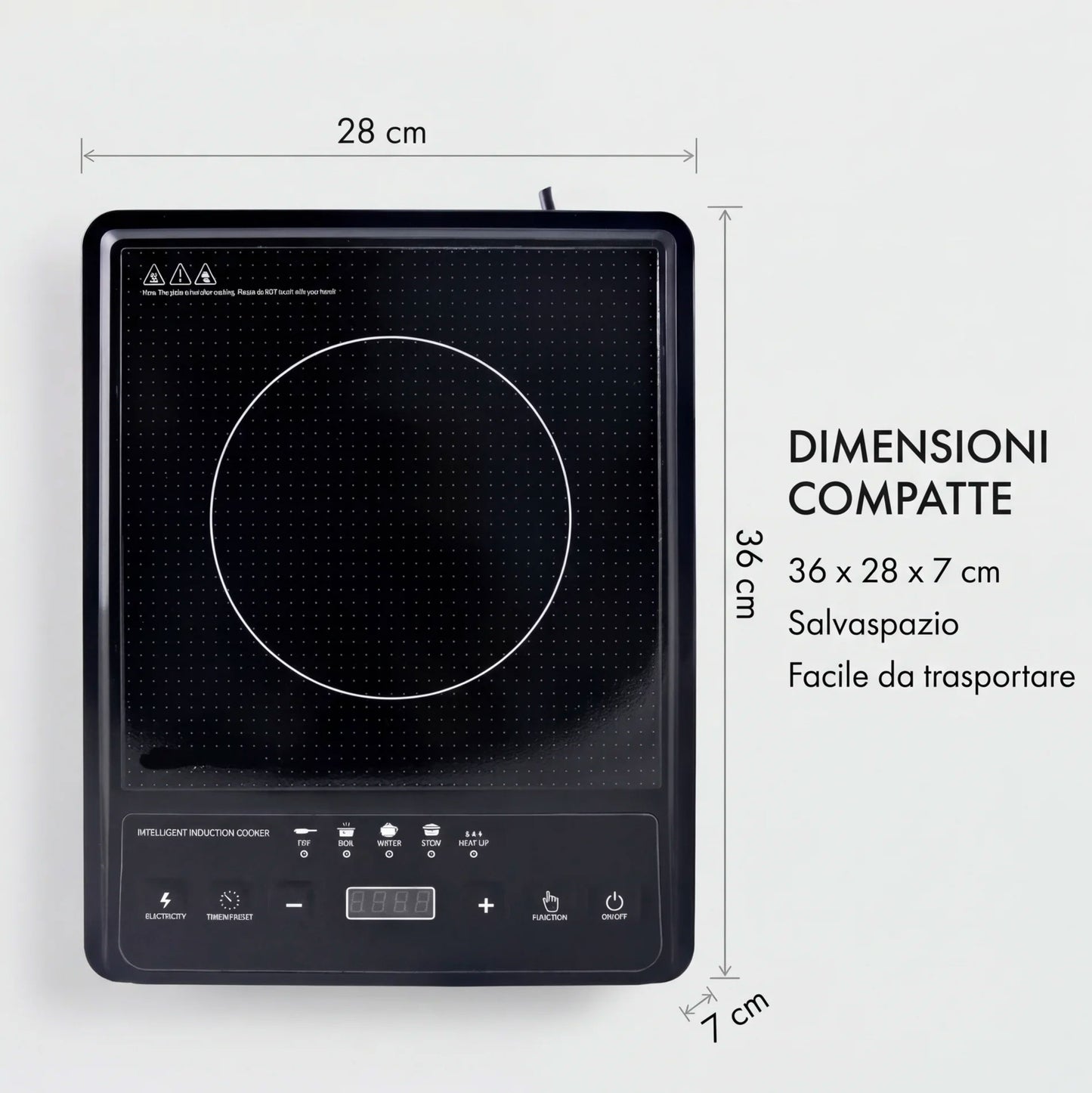 Piastra a Induzione Portatile 2500W con Display Digitale, Controllo Temperatura 80–270°C, 5 Programmi di Cottura e Timer Integrato