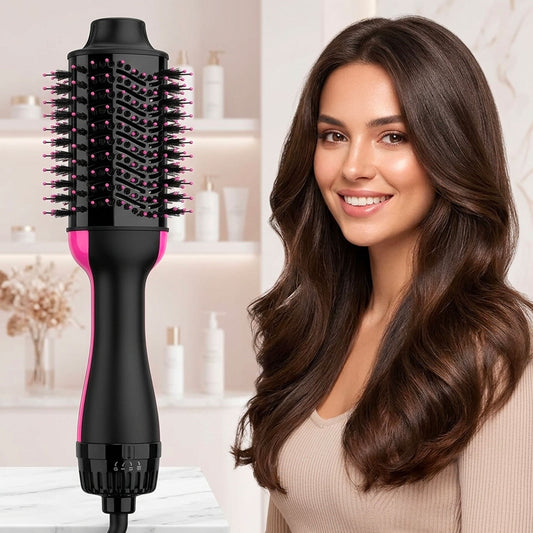 Spazzola Asciugacapelli Volumizzante 1000W Multifunzione 5 in 1 | Piastra Spazzola Elettrica Arricciacapelli Lisciante Professionale con 3 Velocità