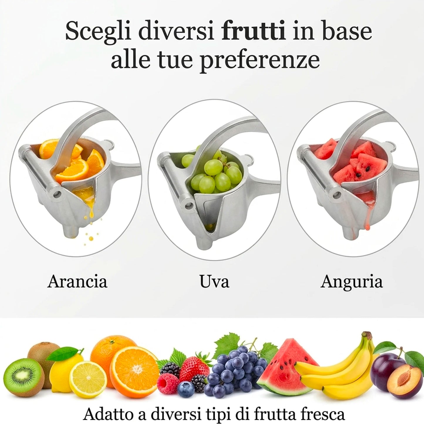 Spremiagrumi Manuale Professionale in Lega di Alluminio – Spremiagrumi Portatile con Filtro per Semi, Estrattore per Arance, Limoni, Lime e Frutta