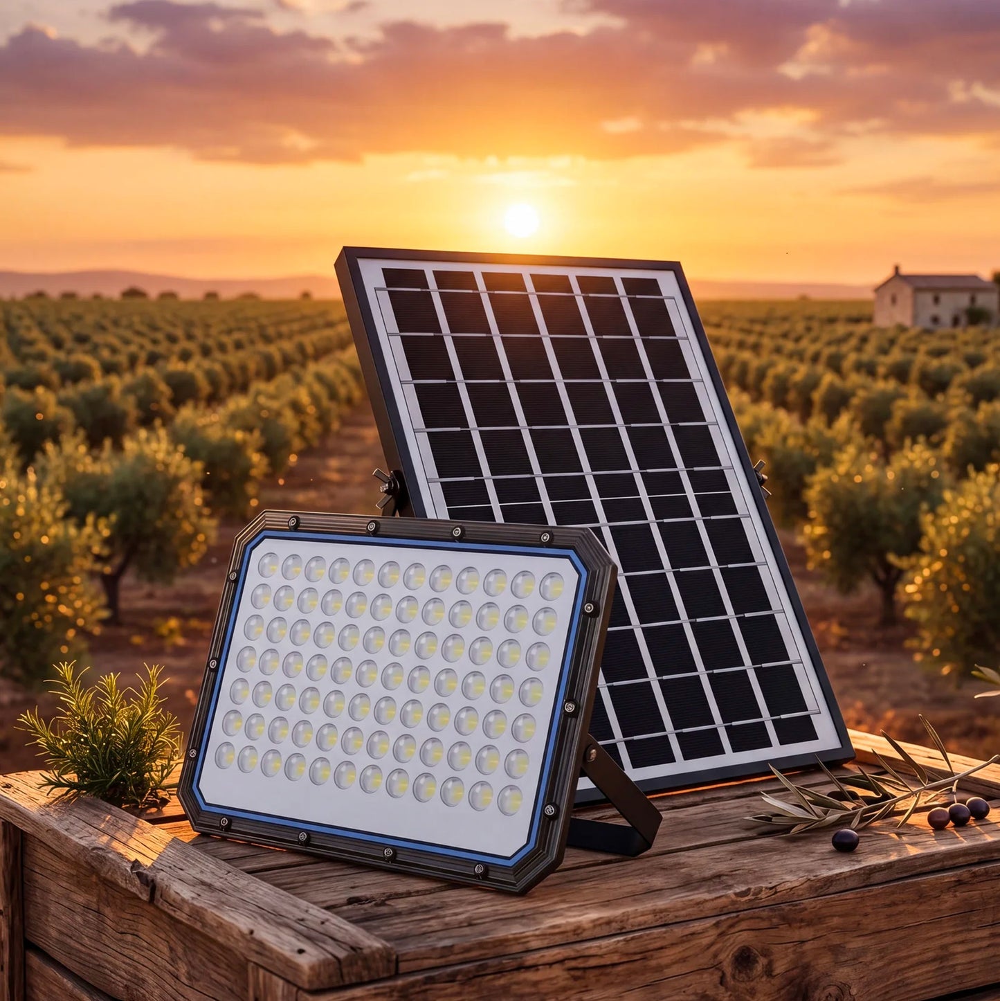 Faro LED da Esterno Solare 2000W con Pannello Solare, Sensore Crepuscolare, Telecomando, Luce Bianca Fredda, IP66 Impermeabile