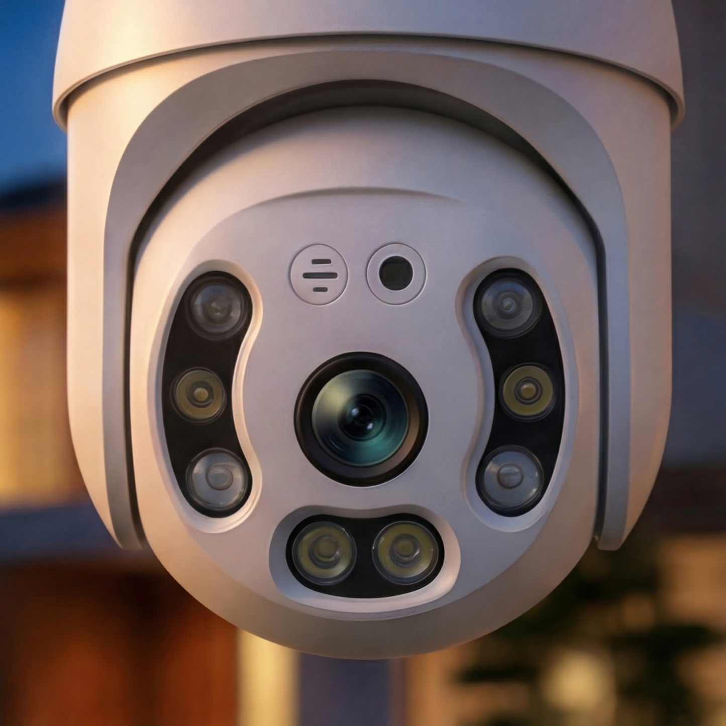 Telecamera wifi esterno 360° con visione notturna a colori, Videocamera ptz da esterno con rilevamento del movimento, audio bidirezionale ed app icsee