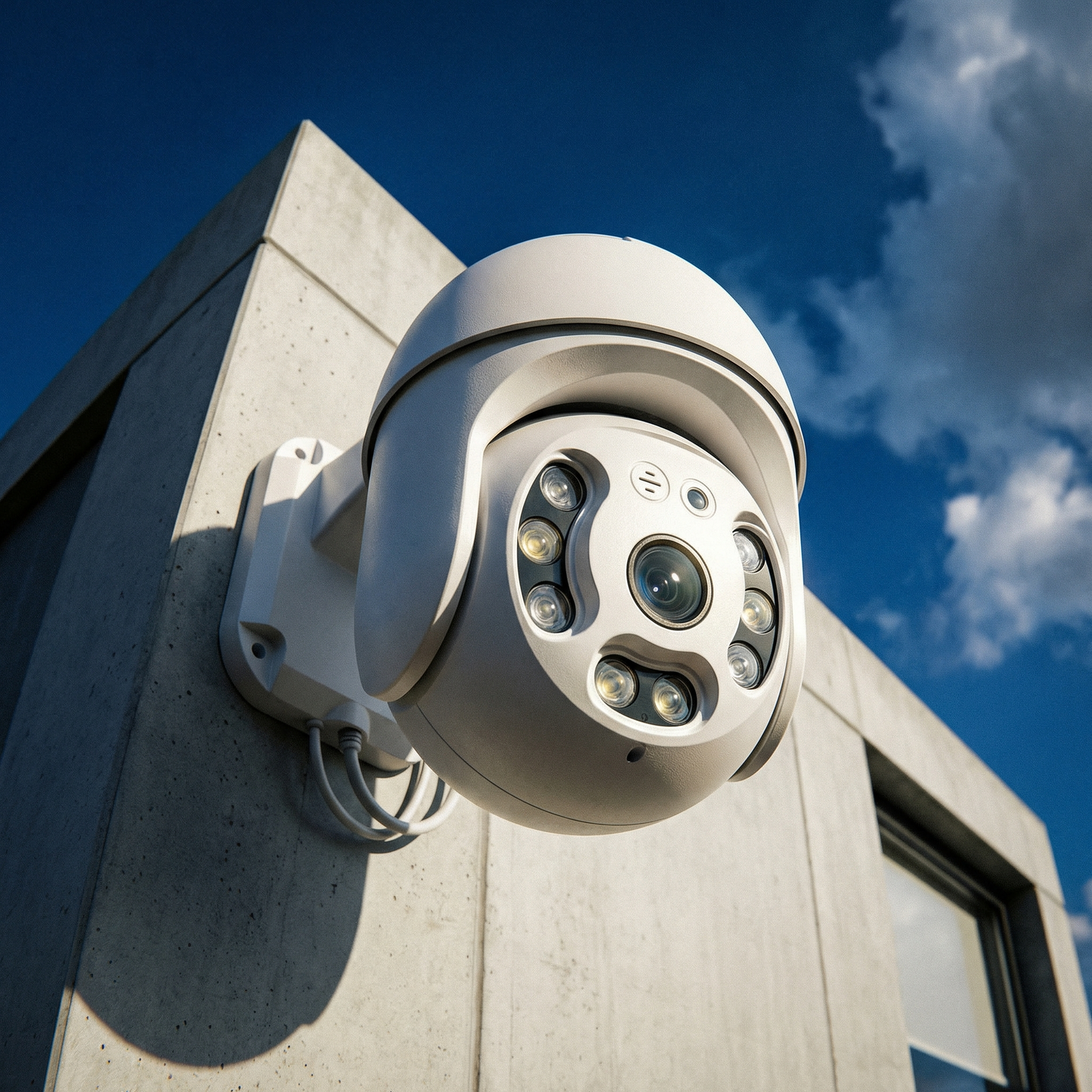 Telecamera wifi esterno 360° con visione notturna a colori, Videocamera ptz da esterno con rilevamento del movimento, audio bidirezionale ed app icsee