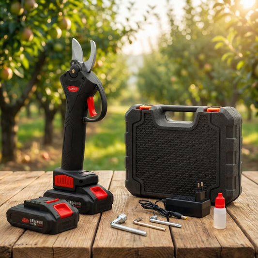 Forbici da Potatura Elettriche 48V con 2 Batterie e Valigetta – Cesoie Professionali a Batteria per Rami fino a 30mm