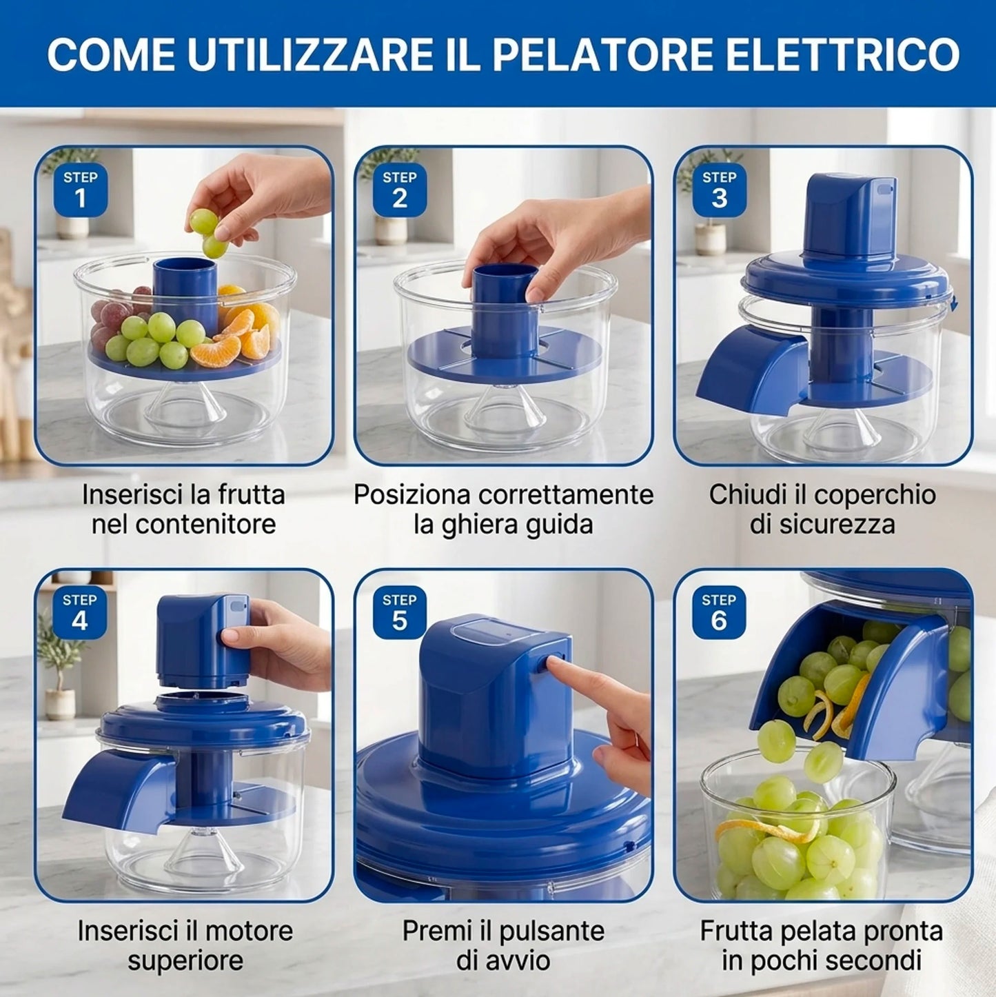 Sbucciatrice Elettrica Automatica per Uva e Aglio Ricaricabile Pelatore Frutta Acciaio Inox 304 50W Pelapatate Multifunzione per Pomodorini Ciliegie Cucina