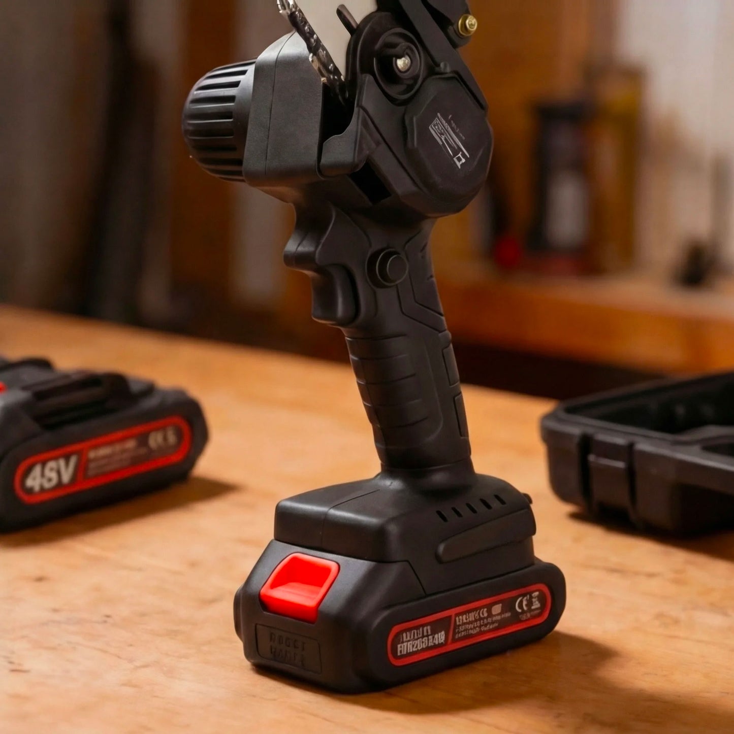 Motosega a Batteria 48V 6 Pollici con 2 Batterie e Valigetta, Sega Elettrica Portatile per Potatura e Taglio Legno