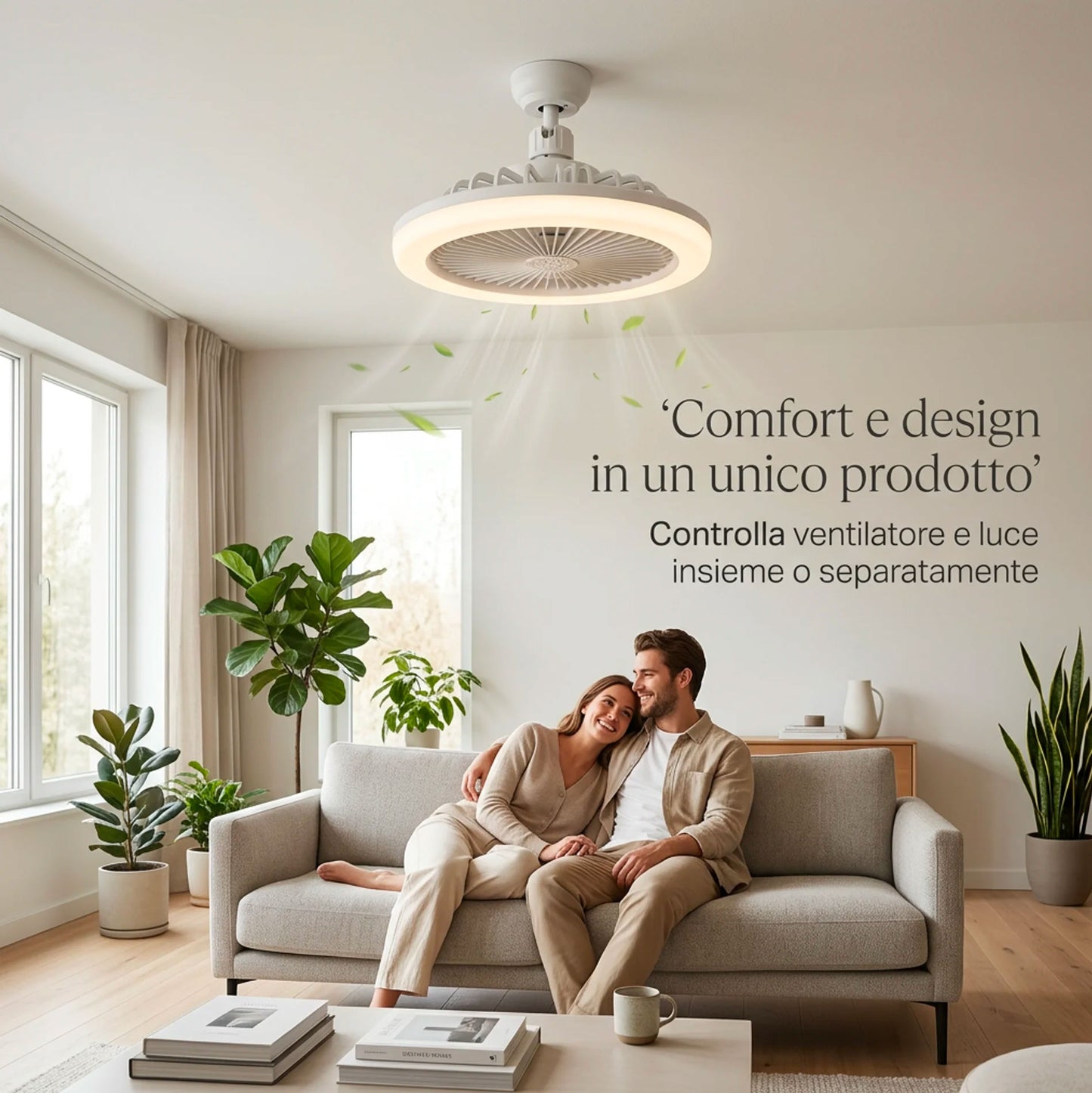 Ventilatore da Soffitto con Luce LED E27 2 in 1 | Ventilatore Silenzioso con Telecomando, 3 Velocità, Luce Regolabile Calda Naturale Fredda, Facile Installazione