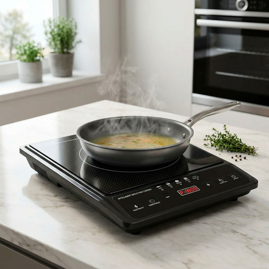 Piastra a Induzione Portatile 2500W con Display Digitale, Controllo Temperatura 80–270°C, 5 Programmi di Cottura e Timer Integrato