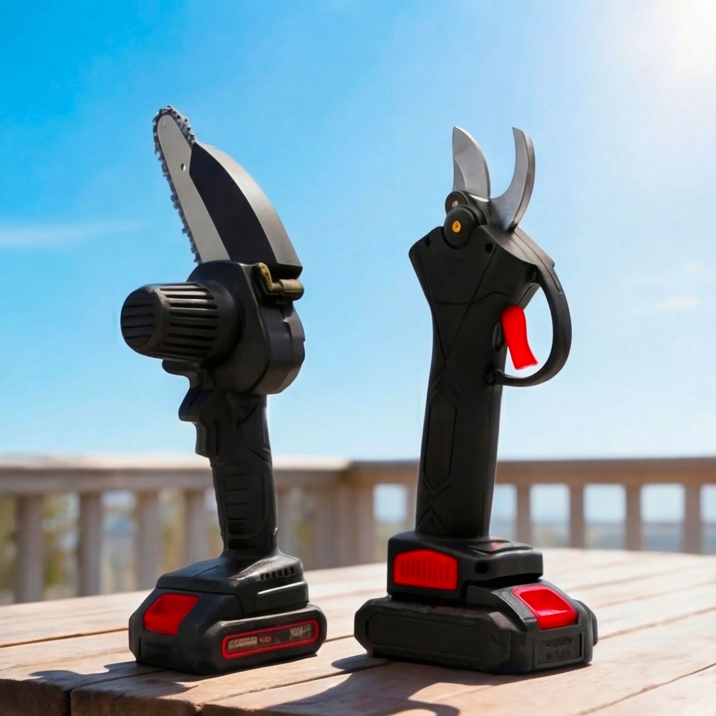 Set Potatura 48V con Forbici e Motosega 6", con 4 Batterie, Olio Lubrificante e Custodie, 2 Anni Garanzia