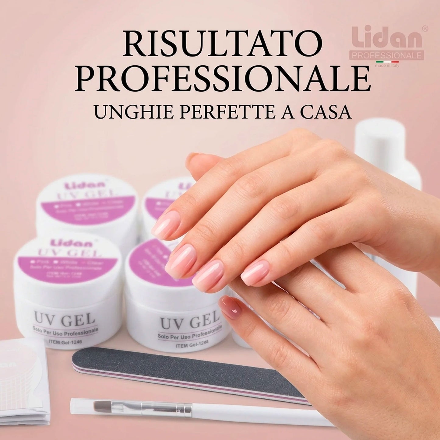 Kit Gel Unghie Completo Ricostruzione Unghie UV Set Professionale con Gel Trasparente Rosa Bianco Sigillante Accessori Nail Art Fai da Te
