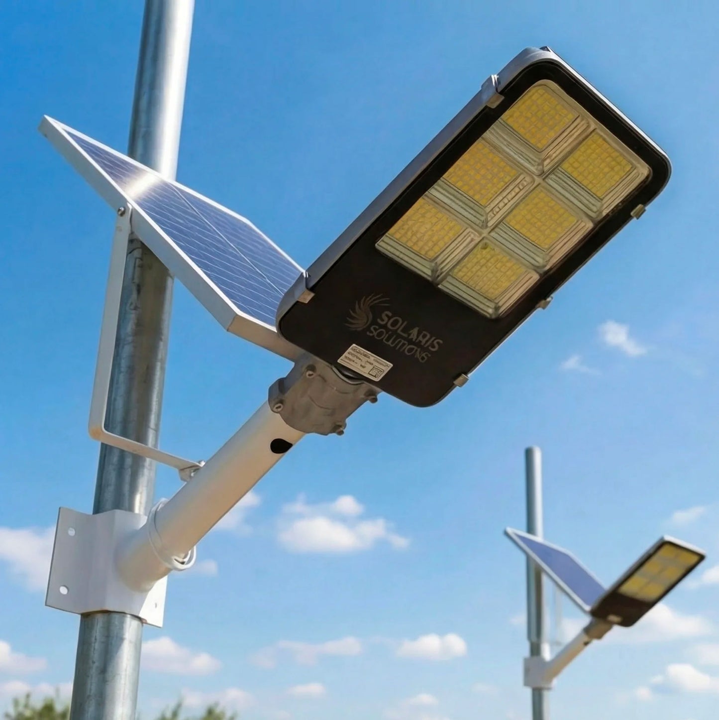 Set 2 Lampioni Solari LED 400W 6500K IP65 con Pannello Solare Separato e Staffa – Illuminazione Esterno Impermeabile con Telecomando