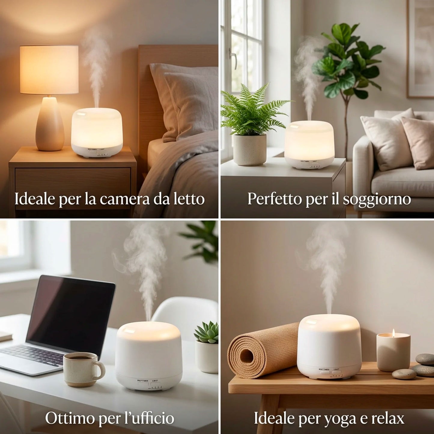 Diffusore Aromi Ultrasuoni 300ml con LED 7 Colori Umidificatore Aria Silenzioso Aromaterapia Casa Camera Yoga Ufficio
