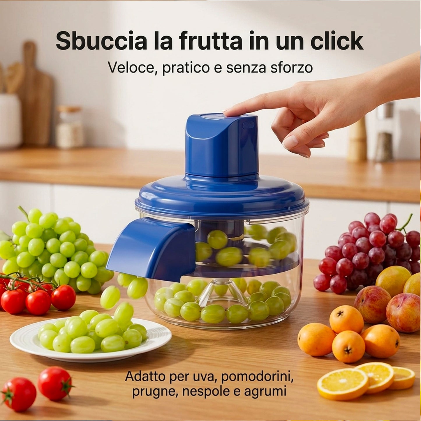 Sbucciatrice Elettrica Automatica per Uva e Aglio Ricaricabile Pelatore Frutta Acciaio Inox 304 50W Pelapatate Multifunzione per Pomodorini Ciliegie Cucina