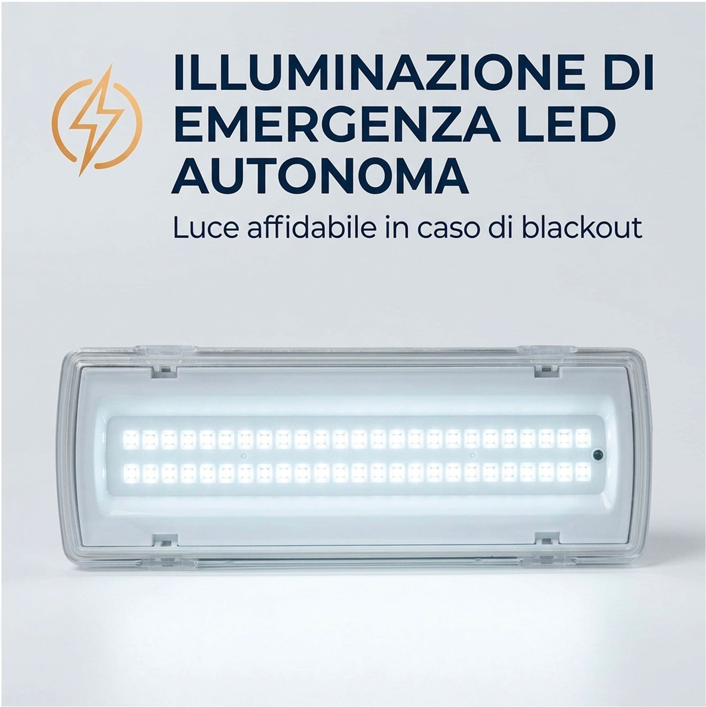 Set 2 Lampade di Emergenza LED Autonome 4W con Batteria Litio 18650 Ricaricabile – Luci di Sicurezza IP40 da Parete per Casa Ufficio Garage
