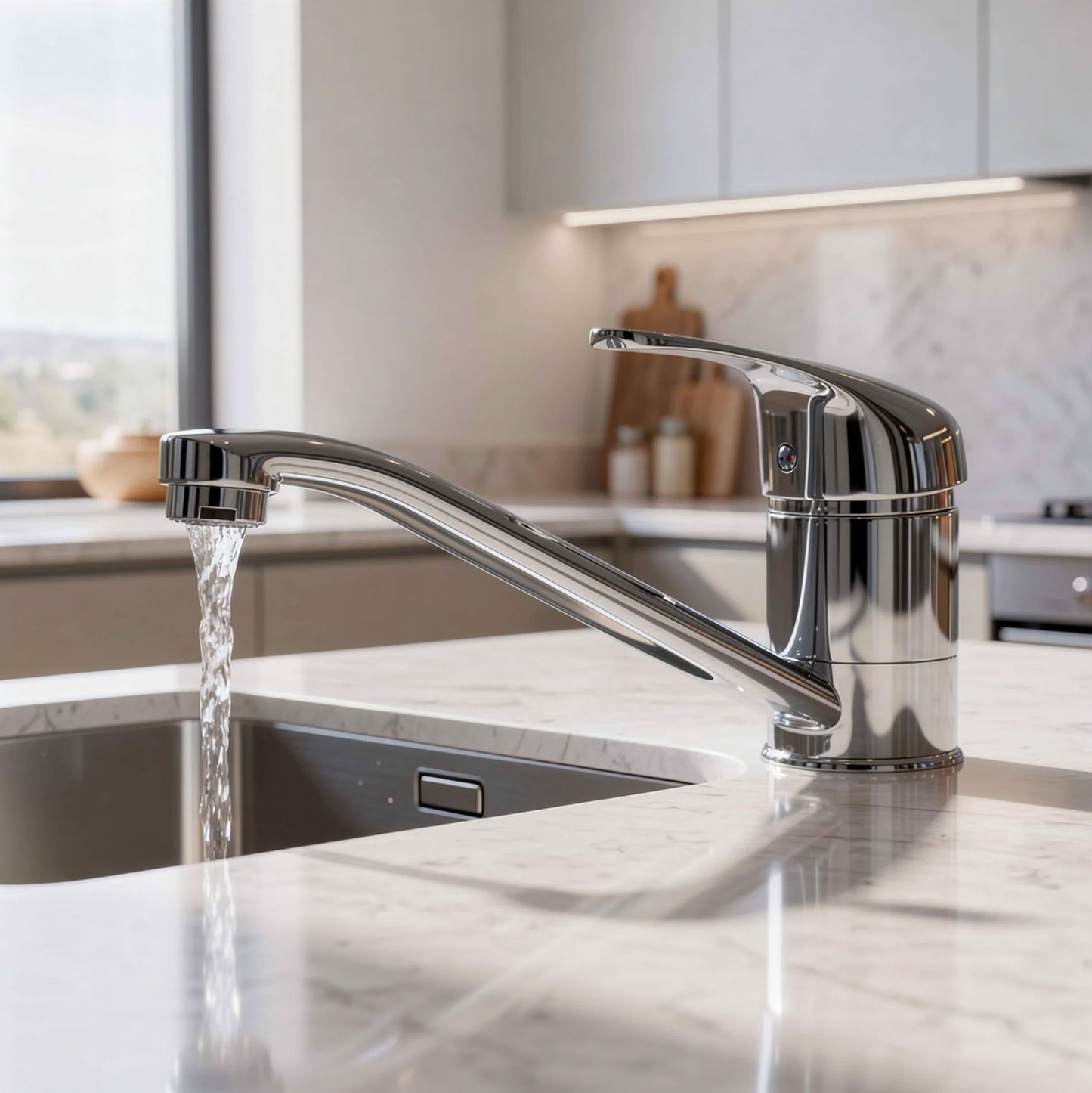 Rubinetto Cucina Miscelatore Monocomando Girevole 360°, Caldo/Freddo, Risparmio Idrico, Finitura Cromata